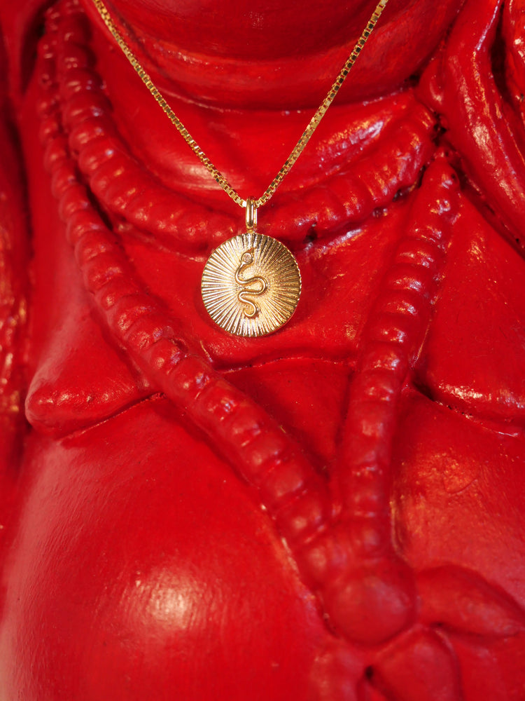 Blessed Snake Kundalini Amulet 18K Gold Filled w/ 16” Necklace